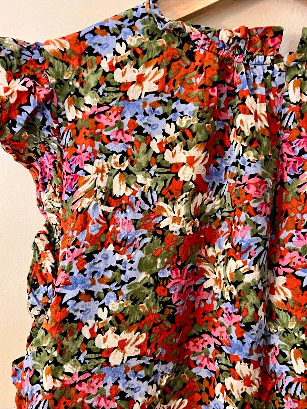 THML Red Multicolor Floral Smocked Ruffle-Sleeve Mini Dress - Picture 7 of 7